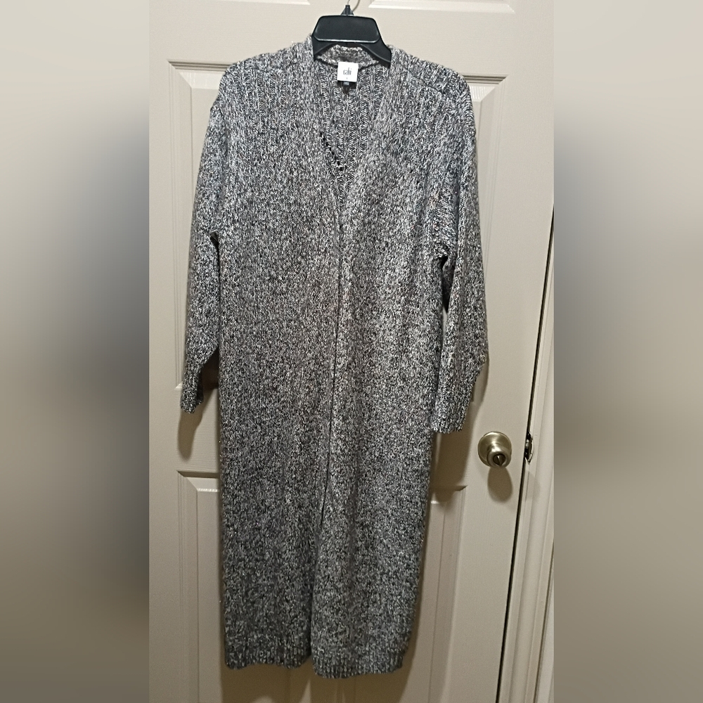 Cabi Women's Coffee Shop Cardigan Duster Gray Rainbow Metallic Style 3881 Sz S